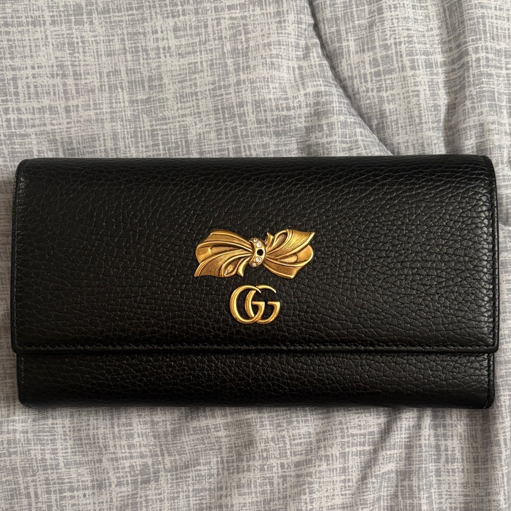 Gucci Black Wallet with Gold Detailing- NWOT